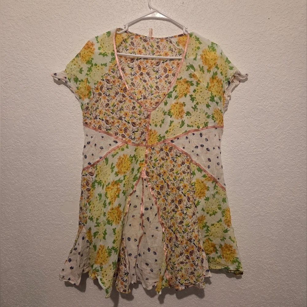 Free People Wildflower Patchwork Mini Dress Womens Size: XS